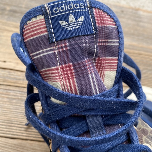 Adidas Nizza HI RF Camo-Leopard-Plaid-Blue Suede high top sneakers. M6.5/W8.5. - Picture 6 of 10